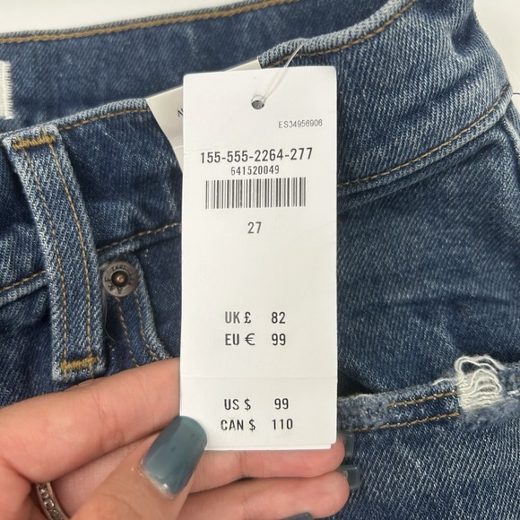 NWT Abercrombie & Fitch High Rise Mom Denim Blue Jeans Sz 27 / 4 Distressed - Picture 8 of 14